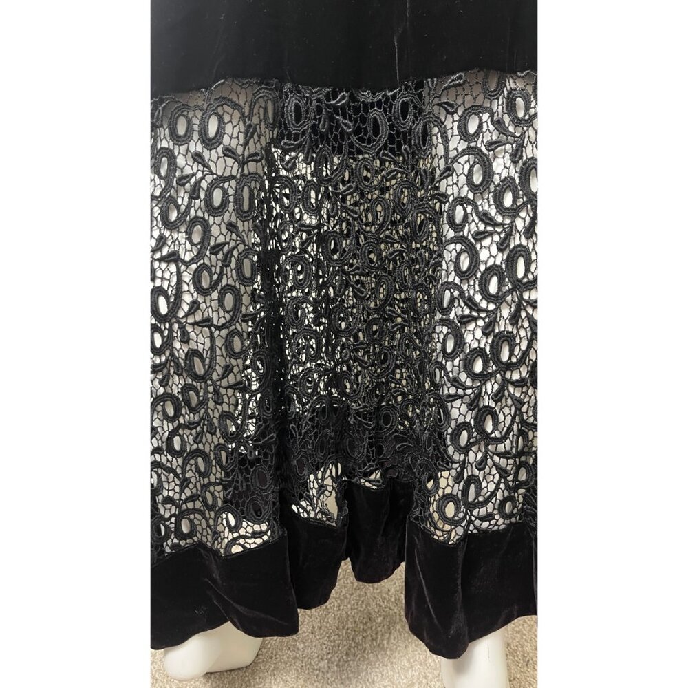 VINTAGE JESSICA MCCLINTOCK VELVET AND LACE STEVIE NICKS DRESS 6 - Picture 2 of 9